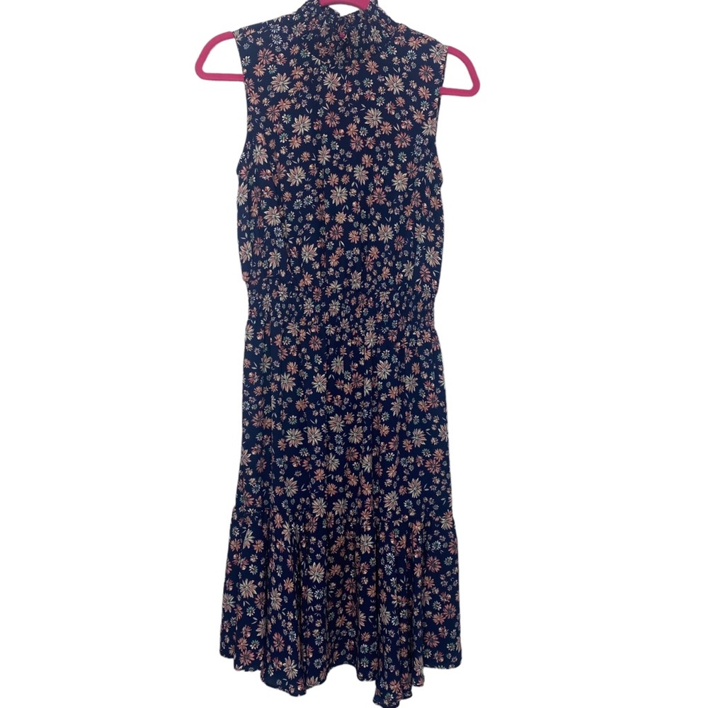 Nanette Lepore Navy Floral Midi Dress